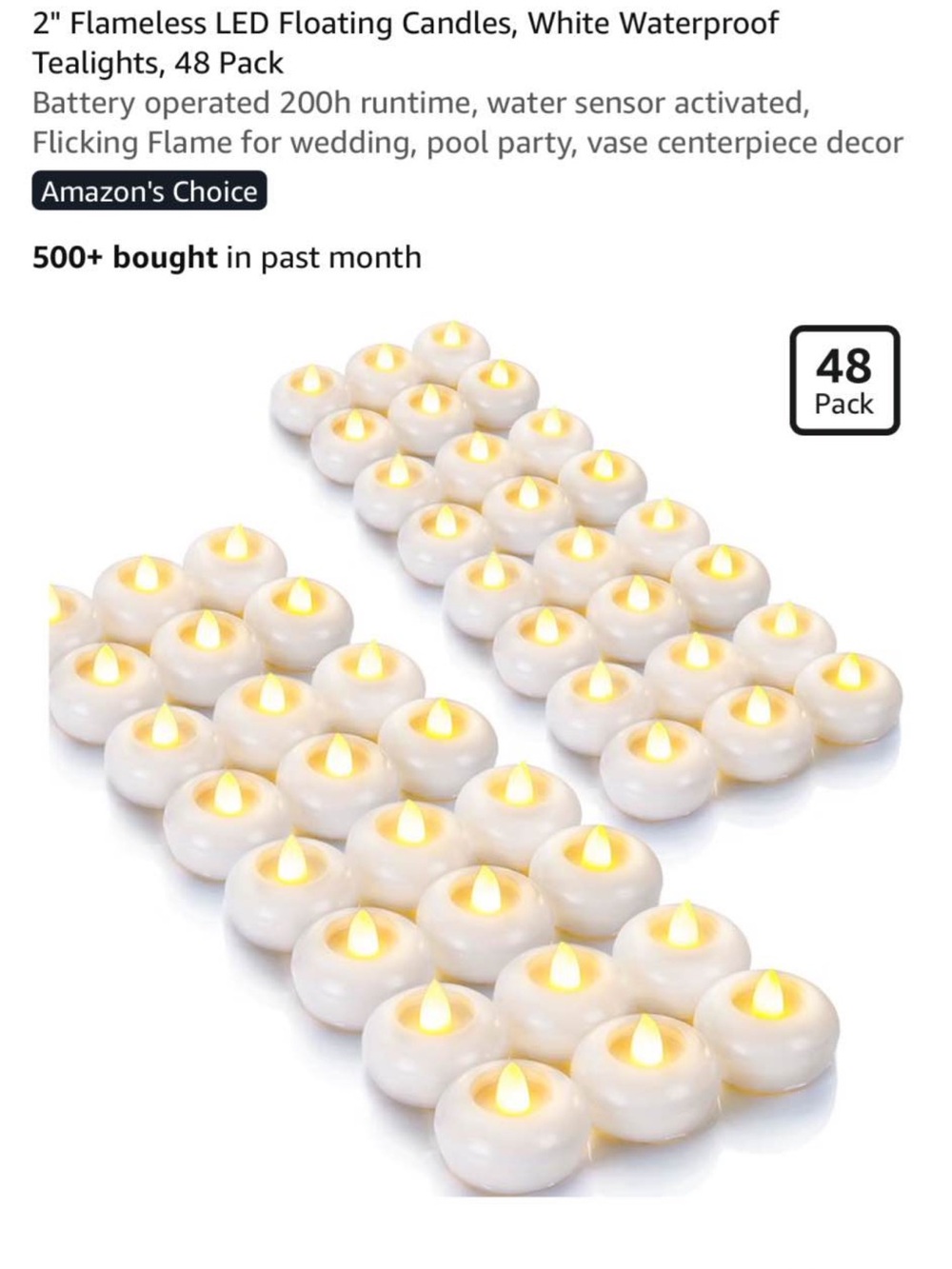 Waterproof Flameless LED Floating Tealights – 240 Warm White